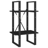 2-Tier Book Cabinet Black 40x30x70 cm Solid Pine Wood - Front View
