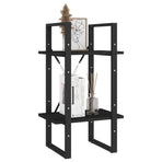 2-Tier Book Cabinet Black 40x30x70 cm Solid Pine Wood