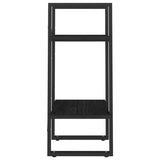 2-Tier Book Cabinet Black 40x30x70 cm Solid Pine Wood - Rear View