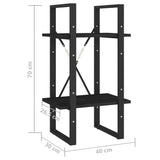 2-Tier Book Cabinet Black 40x30x70 cm Solid Pine Wood - Low Angle