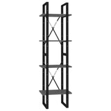 4-Tier Book Cabinet Grey 40x30x140 cm Engineered Wood - Front View