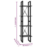 4-Tier Book Cabinet Grey 40x30x140 cm Engineered Wood - Close-Up Angle
