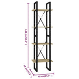 4-Tier Book Cabinet Sonoma Oak 40x30x140 cm Engineered Wood - Close-Up Angle