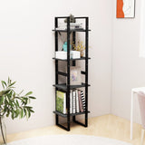 4-Tier Book Cabinet Grey 40x30x140 cm Solid Pine Wood - Side View