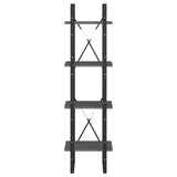 4-Tier Book Cabinet Grey 40x30x140 cm Solid Pine Wood