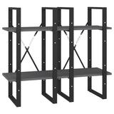 4-Tier Book Cabinet Grey 40x30x140 cm Solid Pine Wood - Close-Up Angle