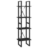 4-Tier Book Cabinet Black 40x30x140 cm Solid Pine Wood - Front View