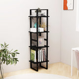 4-Tier Book Cabinet Black 40x30x140 cm Solid Pine Wood - Side View