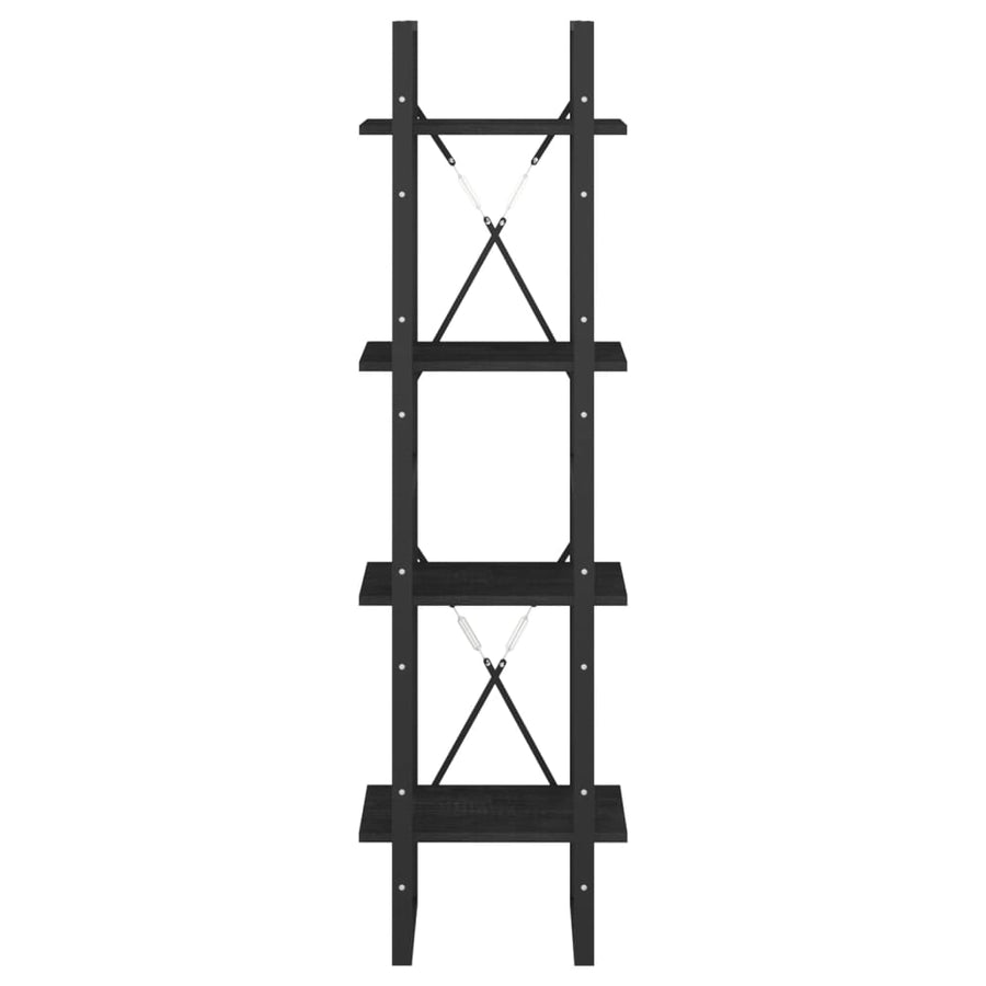 4-Tier Book Cabinet Black 40x30x140 cm Solid Pine Wood