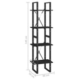 4-Tier Book Cabinet Black 40x30x140 cm Solid Pine Wood - Extra Image