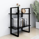 2-Tier Book Cabinet Black 60x30x70 cm Engineered Wood - Side View