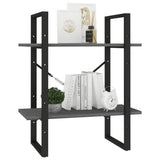 2-Tier Book Cabinet Grey 60x30x70 cm Solid Pine Wood - Top-Down View