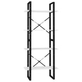 4-Tier Book Cabinet White 60x30x140 cm Engineered Wood - Front View