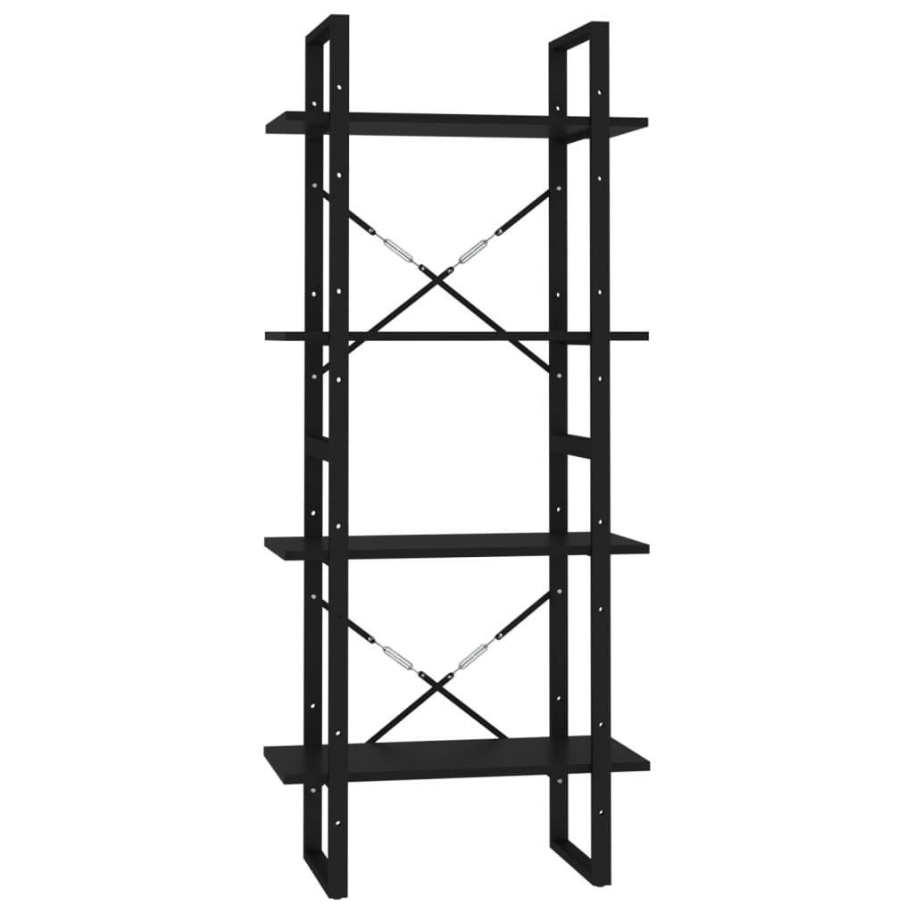 4-Tier Book Cabinet Black 60x30x140 cm Engineered Wood