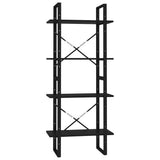 4-Tier Book Cabinet Black 60x30x140 cm Engineered Wood