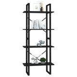 4-Tier Book Cabinet Black 60x30x140 cm Engineered Wood