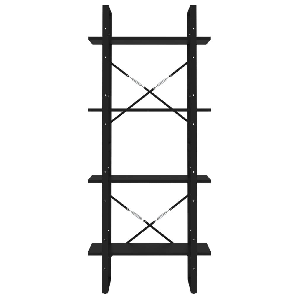 4-Tier Book Cabinet Black 60x30x140 cm Engineered Wood