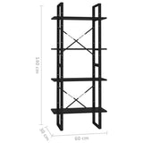 4-Tier Book Cabinet Black 60x30x140 cm Engineered Wood