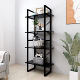 4-Tier Book Cabinet Black 60x30x140 cm Engineered Wood