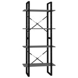 4-Tier Book Cabinet Grey 60x30x140 cm Engineered Wood - Front View