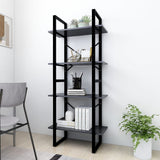4-Tier Book Cabinet Grey 60x30x140 cm Engineered Wood - Side View