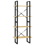 4-Tier Book Cabinet 60x30x140 cm Solid Pine Wood - Front View