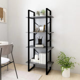 4-Tier Book Cabinet Grey 60x30x140 cm Solid Pine Wood - Side View