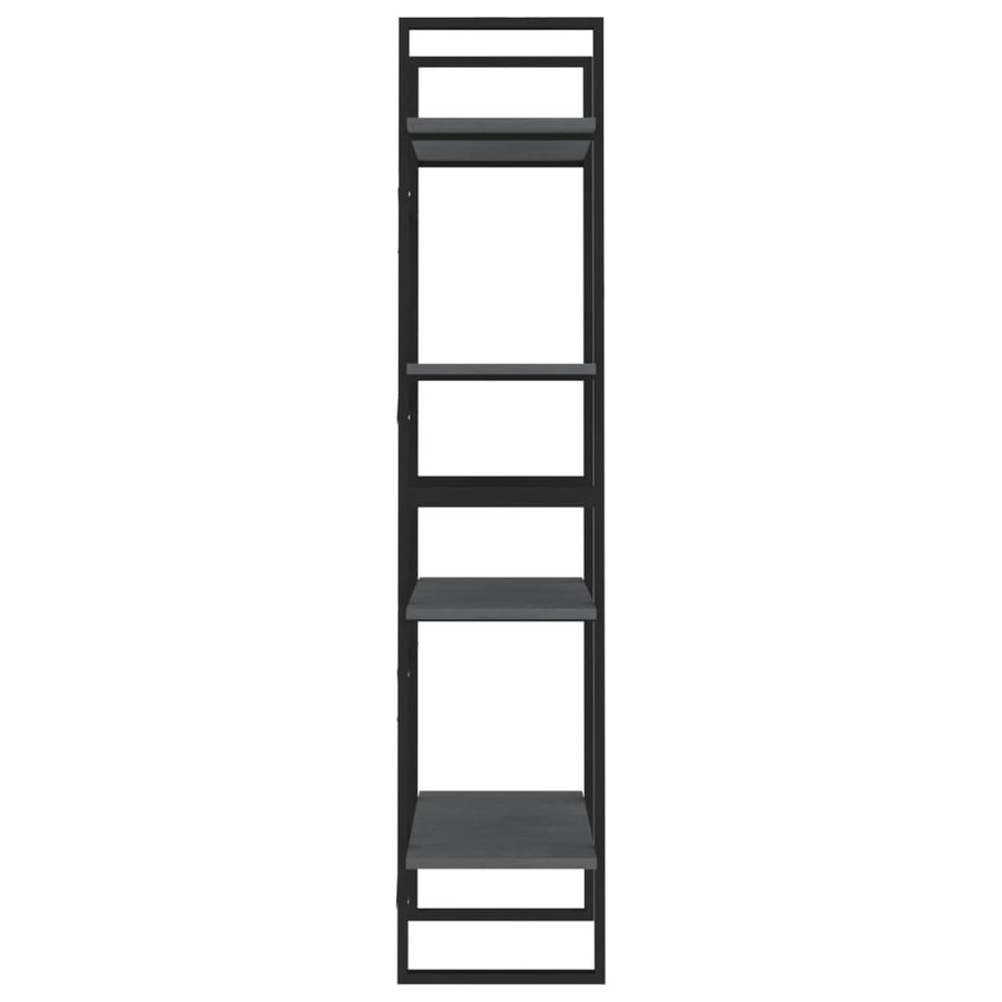 4-Tier Book Cabinet Grey 60x30x140 cm Solid Pine Wood