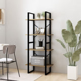 4-Tier Book Cabinet 60x30x140 cm Solid Pine Wood - Side View