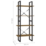 4-Tier Book Cabinet 60x30x140 cm Solid Pine Wood
