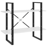 2-Tier Book Cabinet White 80x30x70 cm Engineered Wood - Front View