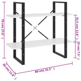 2-Tier Book Cabinet White 80x30x70 cm Engineered Wood - Close-Up Angle