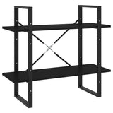 2-Tier Book Cabinet Black 80x30x70 cm Engineered Wood - Front View