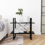2-Tier Book Cabinet Black 80x30x70 cm Engineered Wood - Rear View
