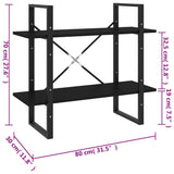 2-Tier Book Cabinet Black 80x30x70 cm Engineered Wood