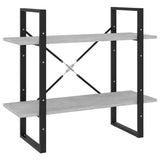 2-Tier Book Cabinet Concrete Grey 80x30x70 cm Engineered Wood - Front View
