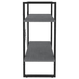 2-Tier Book Cabinet Grey 80x30x70 cm Solid Pine Wood - Rear View