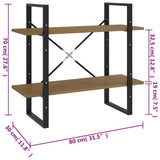 2-Tier Book Cabinet 80x30x70 cm Solid Pine Wood - Low Angle
