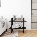2-Tier Book Cabinet Black 80x30x70 cm Solid Pine Wood - Side View