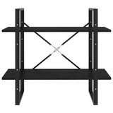 2-Tier Book Cabinet Black 80x30x70 cm Solid Pine Wood