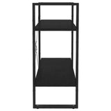 2-Tier Book Cabinet Black 80x30x70 cm Solid Pine Wood - Rear View
