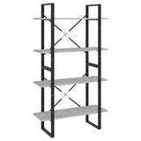 4-Tier Book Cabinet Concrete Grey 80x30x140 cm Engineered Wood - Front View