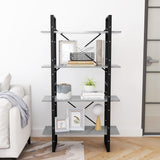 4-Tier Book Cabinet Concrete Grey 80x30x140 cm Engineered Wood - Side View