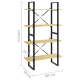 4-Tier Book Cabinet 80x30x140 cm Solid Pine Wood