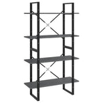 4-Tier Book Cabinet Grey 80x30x140 cm Solid Pine Wood