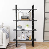 4-Tier Book Cabinet Grey 80x30x140 cm Solid Pine Wood - Side View