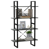 4-Tier Book Cabinet Grey 80x30x140 cm Solid Pine Wood