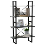 4-Tier Book Cabinet Grey 80x30x140 cm Solid Pine Wood