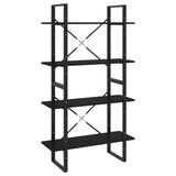 4-Tier Book Cabinet Black 80x30x140 cm Solid Pine Wood - Front View