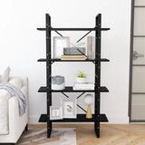 4-Tier Book Cabinet Black 80x30x140 cm Solid Pine Wood - Side View